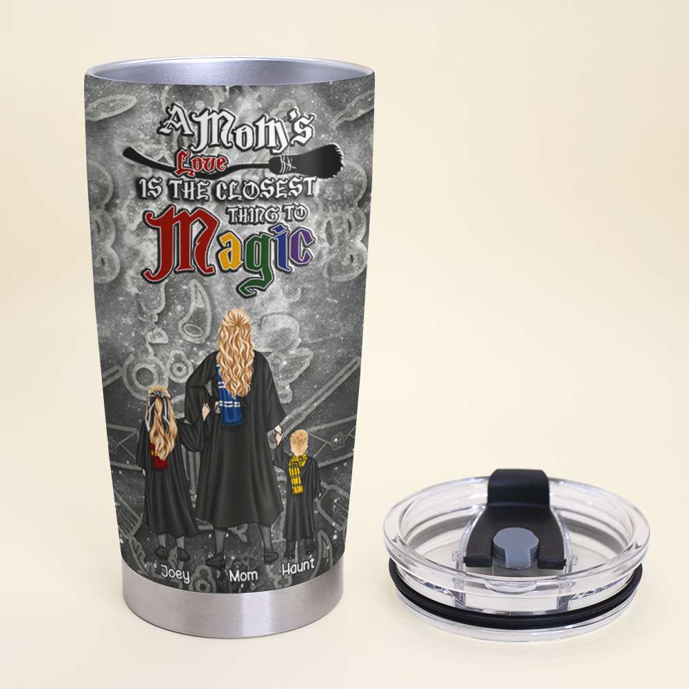 Personalized Gift For Magic Mom 20oz Tumbler Mom & Kids In The Wizarding World 04KALU210225TM-Homacus