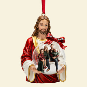 Custom Photo Jesus Ornament - Personalized Gifts For Christian Christmas Ornament 02PGLU031125-Homacus