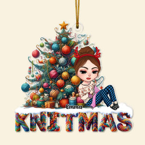 Personalized Gifts For Knitting Lovers Acrylic Ornament Christmas Tree Knit 02XQLU231124HH-Homacus