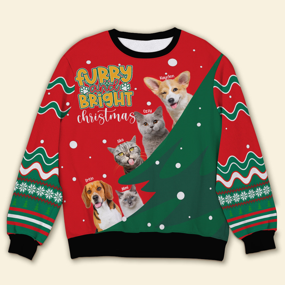 Custom Photo Gift For Pet Lover, Furry And Bright Christmas Ugly Sweater 03TOLU111024-Homacus