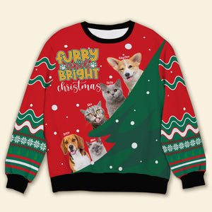 Custom Photo Gift For Pet Lover, Furry And Bright Christmas Ugly Sweater 03TOLU111024-Homacus