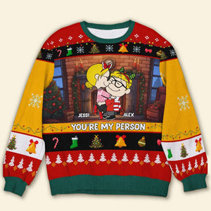 Personalized Gifts For Couples, Hugging Couple Ugly Sweater 02TOLU191124HG-Homacus