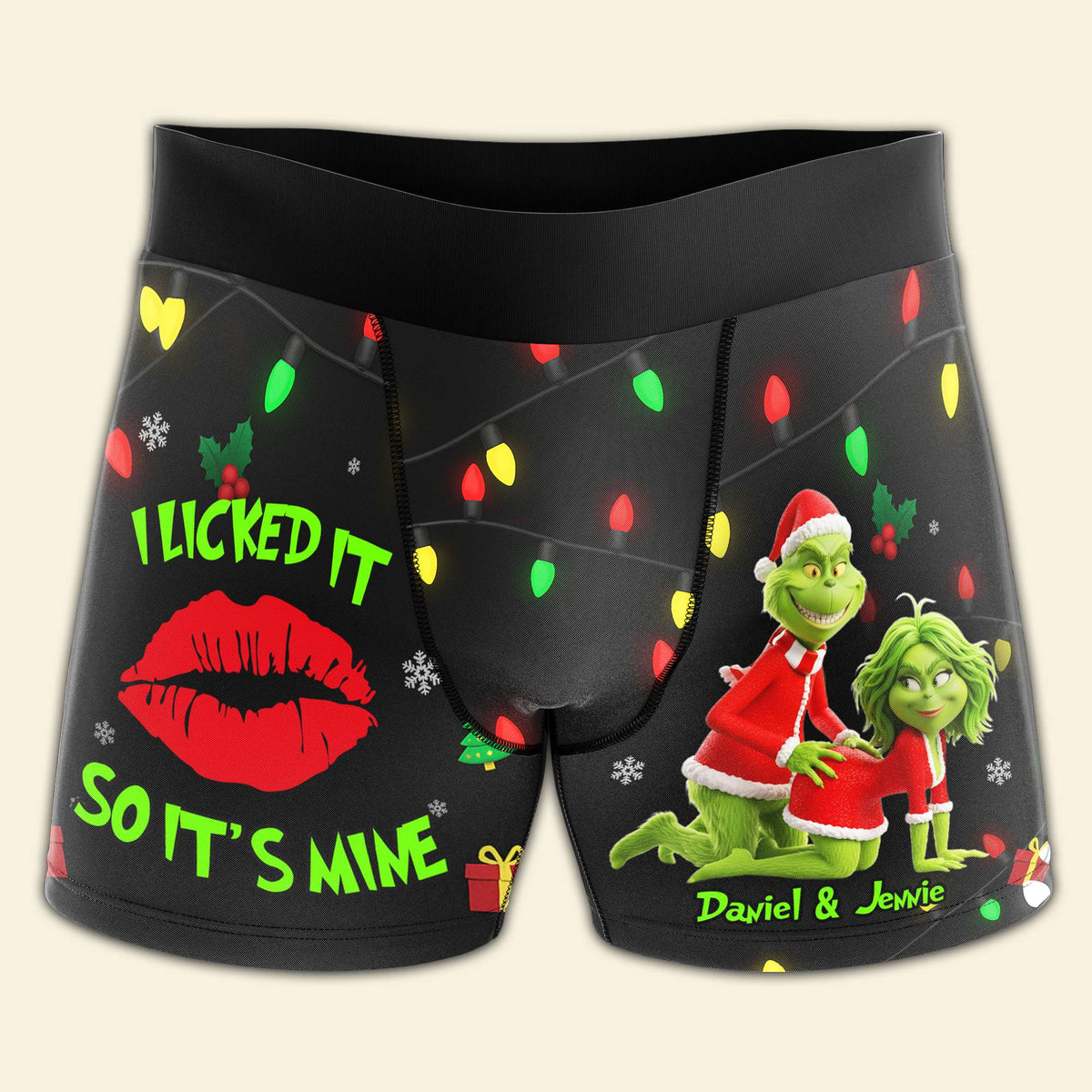 Mischief Green Couple Boxers - Personalized Christmas Gifts For Him 03NALU120925-Homacus