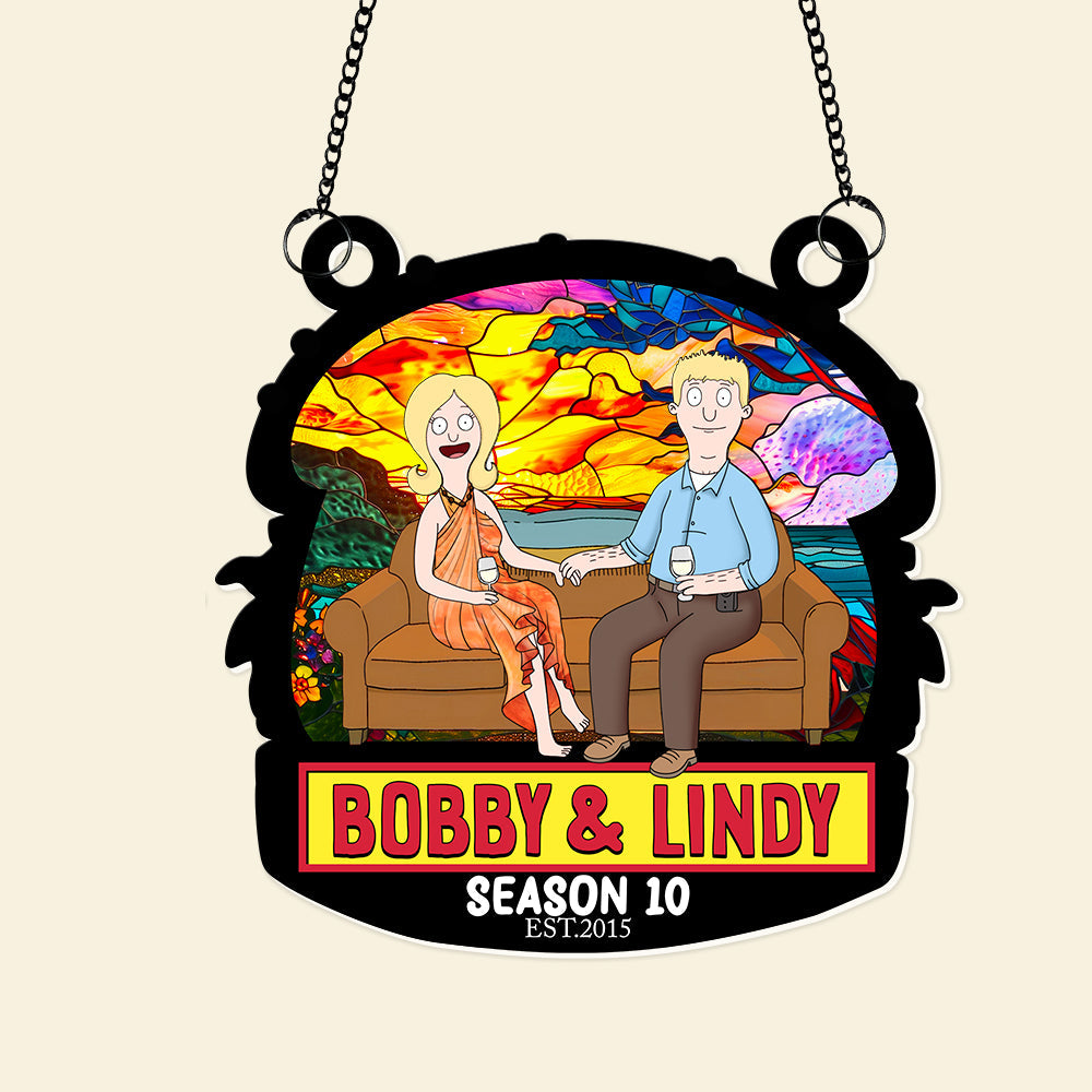 You And Me, Seasons Series - Personalized Christmas Suncatcher Ornament - Burger Couple Ornament-Homacus