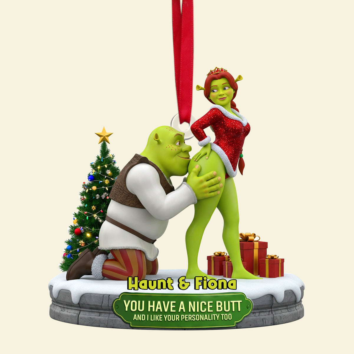 Cheeky Kisses Couple Acrylic Ornament - Personalized Christmas Gifts For Couples 04OHLU300925-Homacus