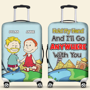 Personalized Gifts For Couple Luggage Cover Holding Hand Cartoon Couple 02XQLU261224HH-Homacus