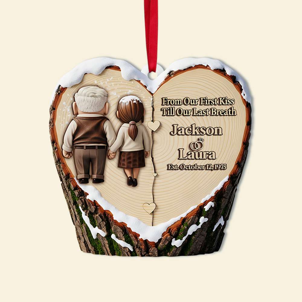 Holding Hands Old Couple Ornament - Personalized Christmas Anniversary Gifts For Couple 01OHLU110825-Homacus