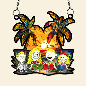 Personalized Gifts For Family Window Hanging Suncatcher Ornament Happy Family On The Beach 04KALU090125PA-Homacus