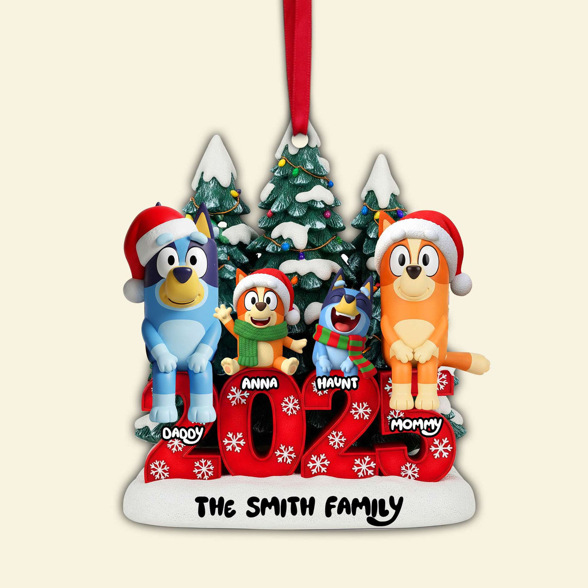 Joyful Puppy Family Ornament - Personalized Christmas Gifts For Family 03NALU290825-Homacus