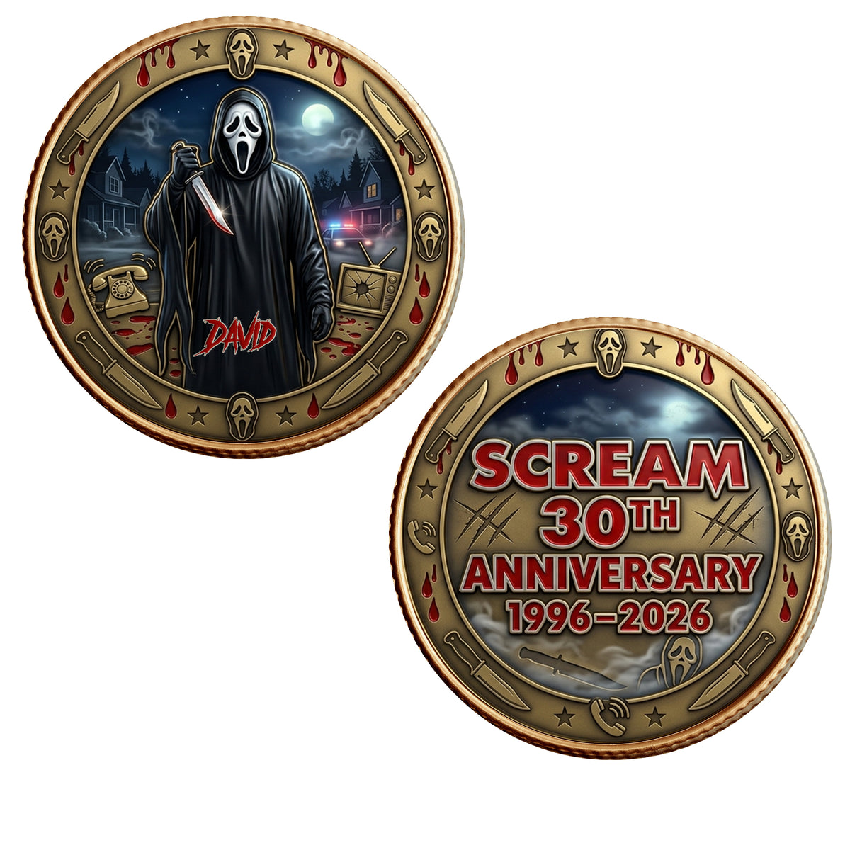 30 Years Anniversary Metal Coin - Personalized Gifts For Horror Fans Printed Metal Coin 05OHLU120326-Homacus