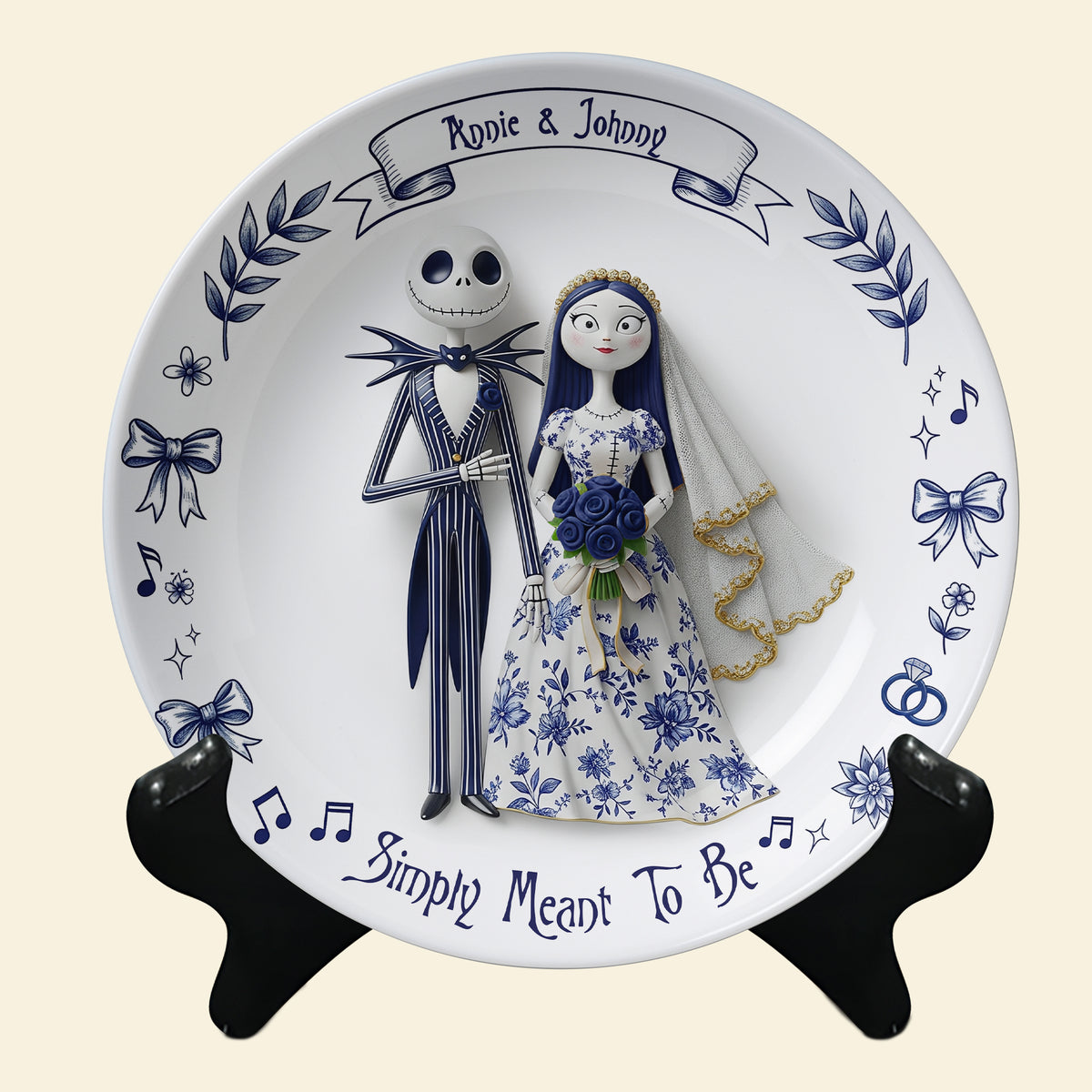 Simply Meant To Be Round Plate - Personalized Christmas Gift For Couple 04PGLU041025-Homacus