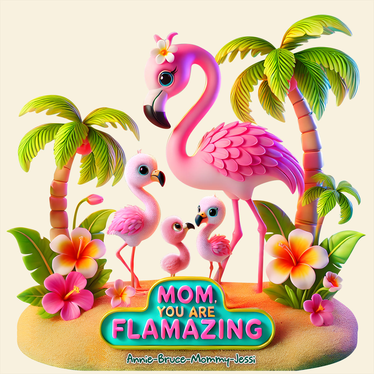 Flamingo Mom Acrylic Plaque Gifts For Mom 03HULU180425-Homacus