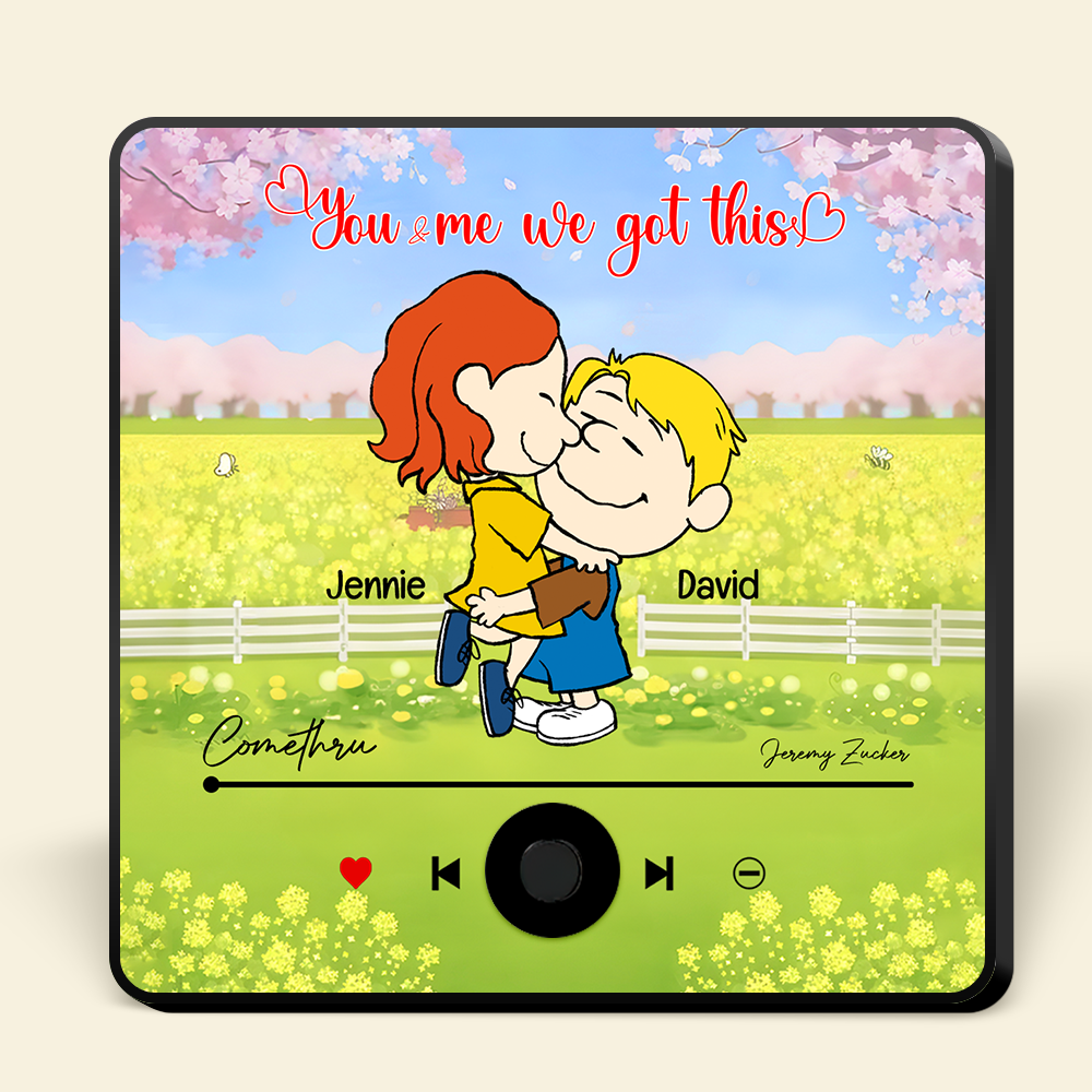 Personalized Gifts For Couple Music & Photo Fridge Magnet Couple Hugging 02XQLU101224HG-Homacus