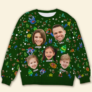 Personalized Custom Photo Christmas Gifts For Family Neon Ugly Sweater 05KALU041124-Homacus