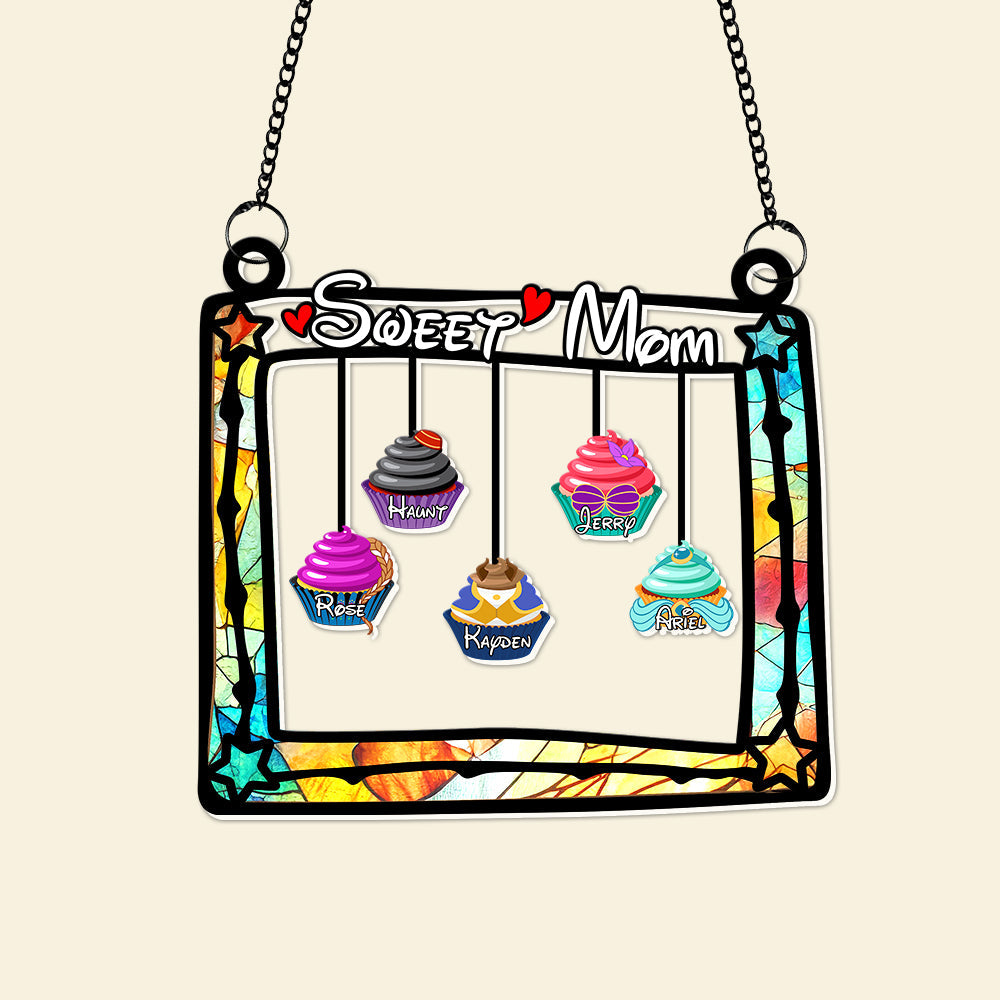 Personalized Gifts For Mom Window Hanging Suncatcher, Sweet Cupcakes 04OHLU190225-Homacus