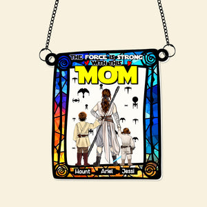 Personalized Gifts For Mom Suncatcher Ornament Strong Mom & Her Little Ones 05XQLU270225HHHG-Homacus