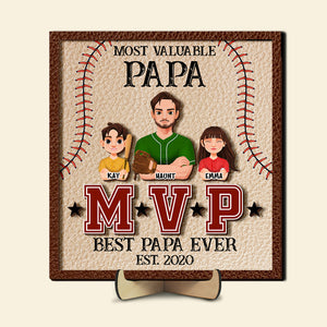 Most Valuable Baseball Dad, Personalized Gifts For Dad Wood Sign 01TOLU210125HG-Homacus