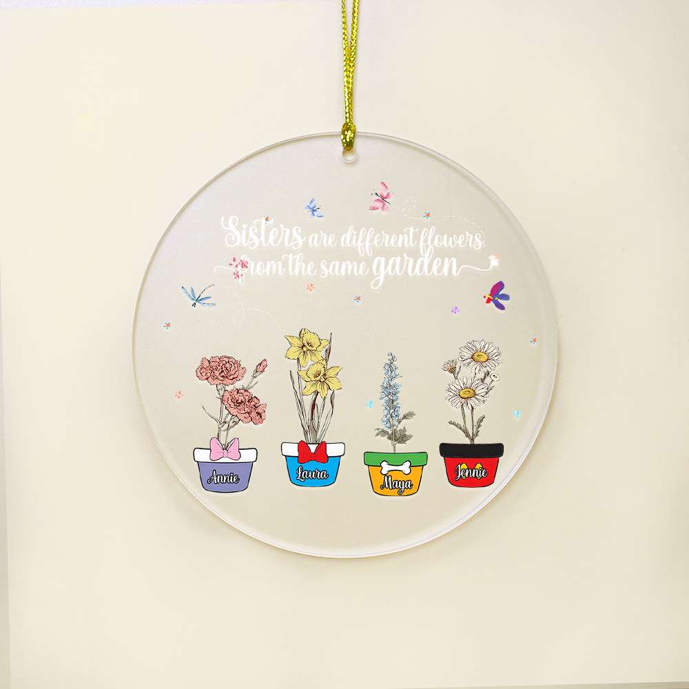 Personalized Gifts For Sisters, Christmas Ornament Sisters Are Different Flowers 01KALU301024-Homacus