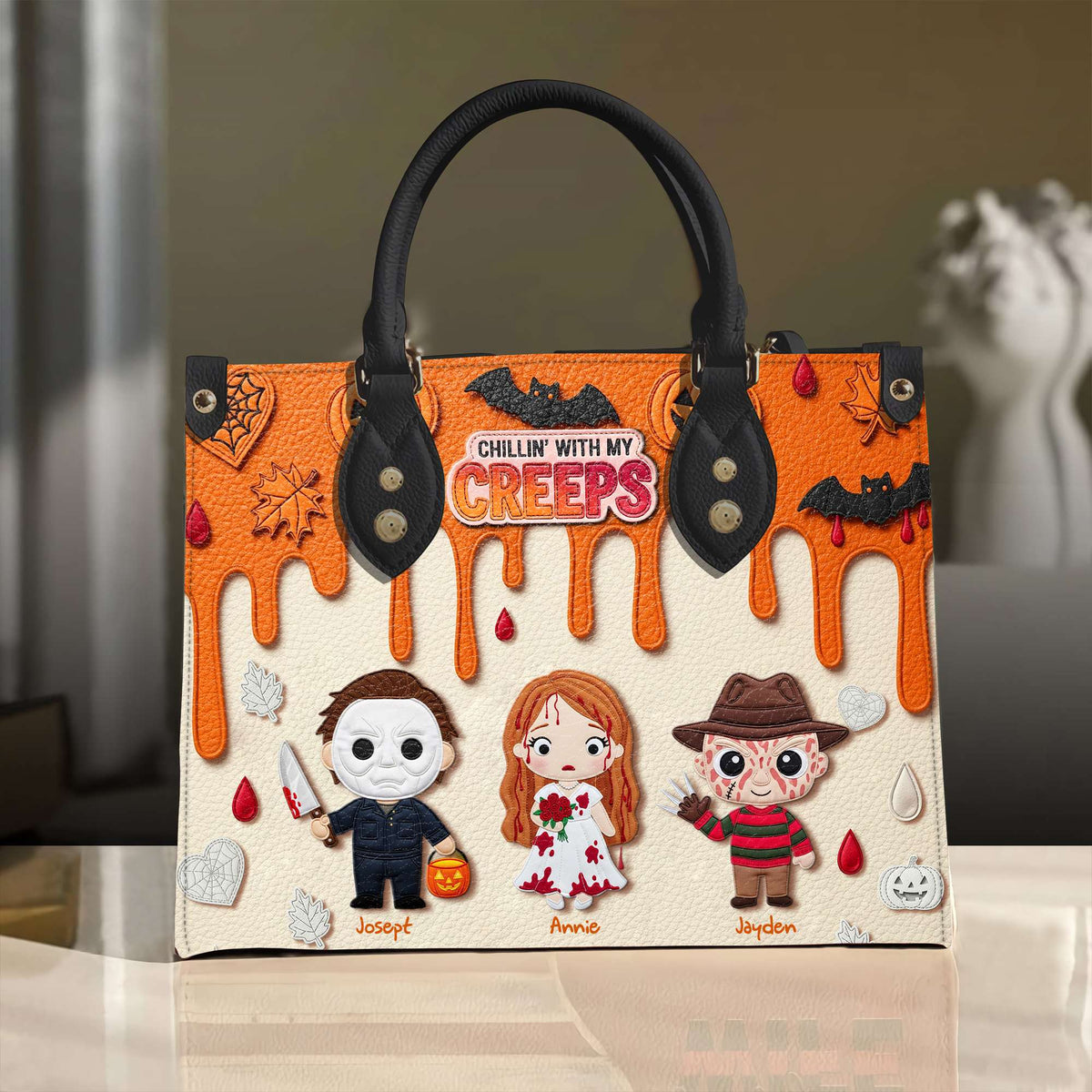 Cute Halloween Creep Leather Bag - Personalized Gift For Mom & Grandma 02QHLU200825-Homacus