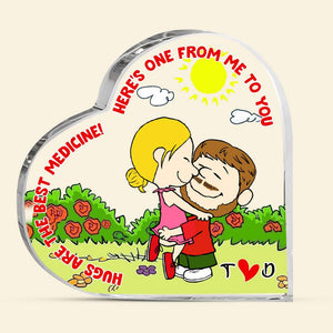 Personalized Gifts For Couple Heart Shaped Acrylic Plaque, Hugs Are The Best Medicine 01TGLU041224HG-Homacus