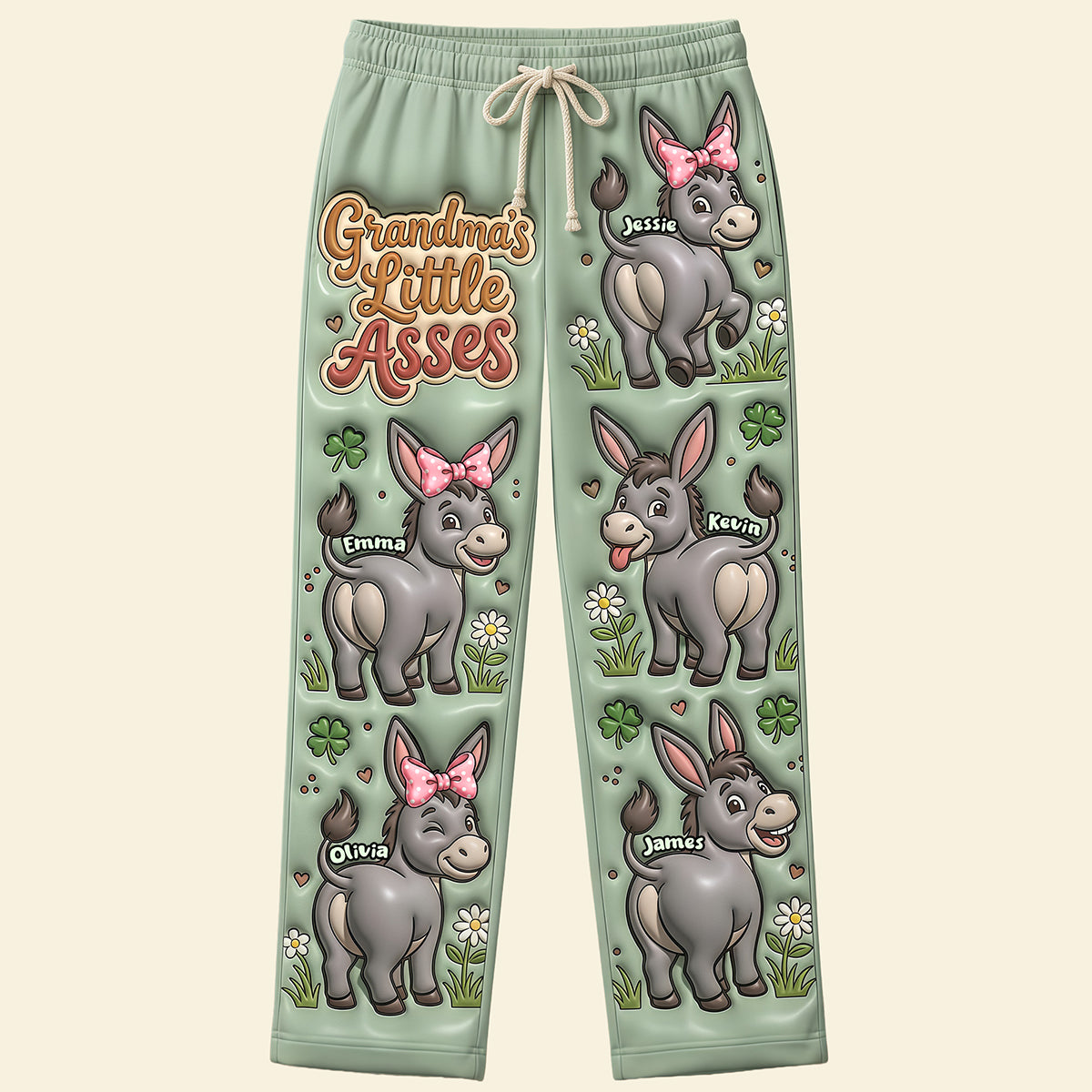 Grandma Donkey Funny Pajama Pants - Personalized Gifts For Grandma and Mom 01nata100326-Homacus