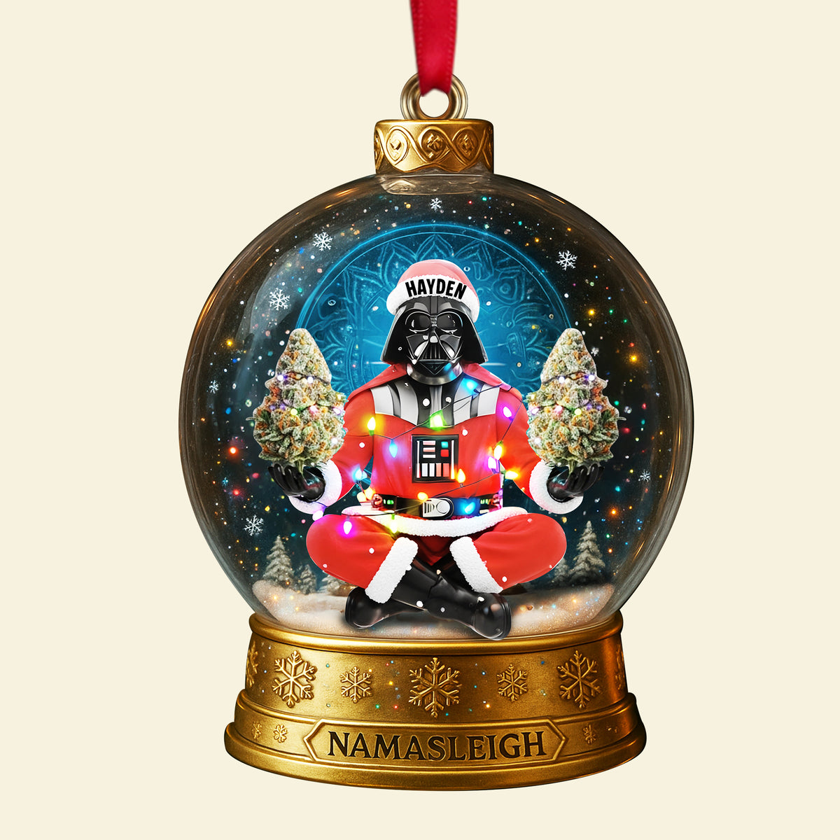 Cosmic Festive Santa Ornament - Personalized Christmas Gift For Stoners 02TOLU290825-Homacus