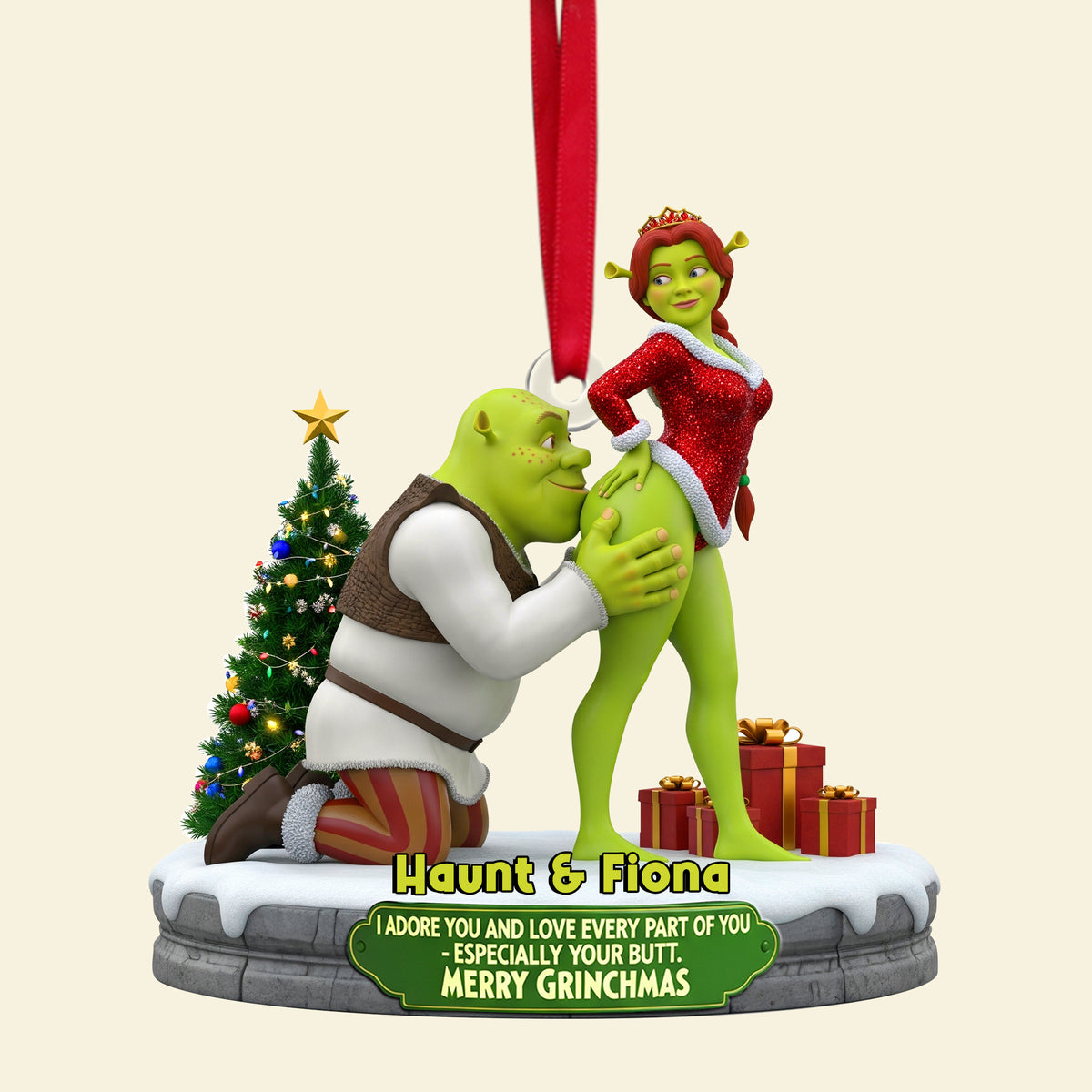 Cheeky Kisses Couple Ornament - Personalized Christmas Gifts For Couple 04OHLU120925-Homacus