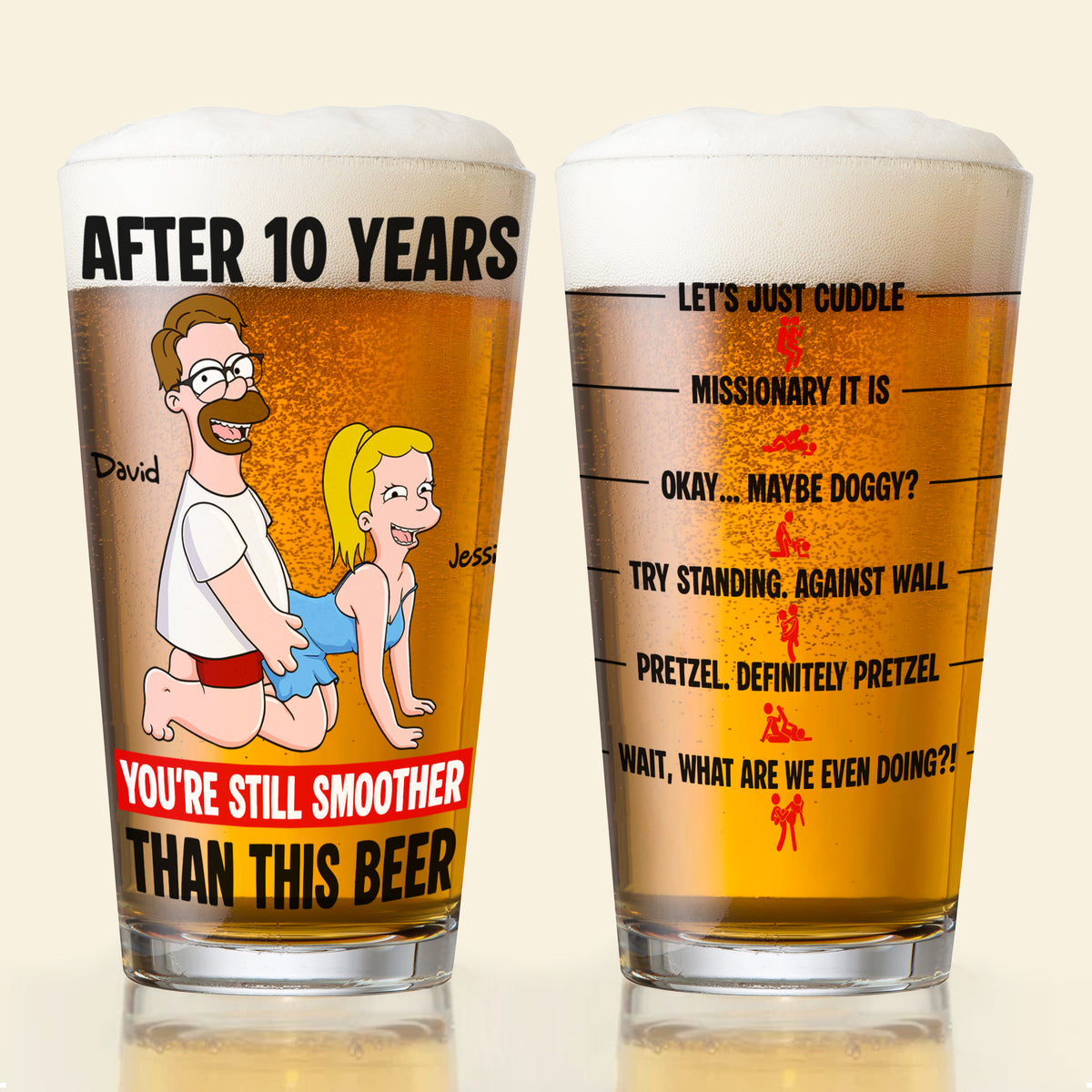 Playful Couple Beer Glass - Personalized Anniversary Gifts For Couples 02NALU140625-Homacus