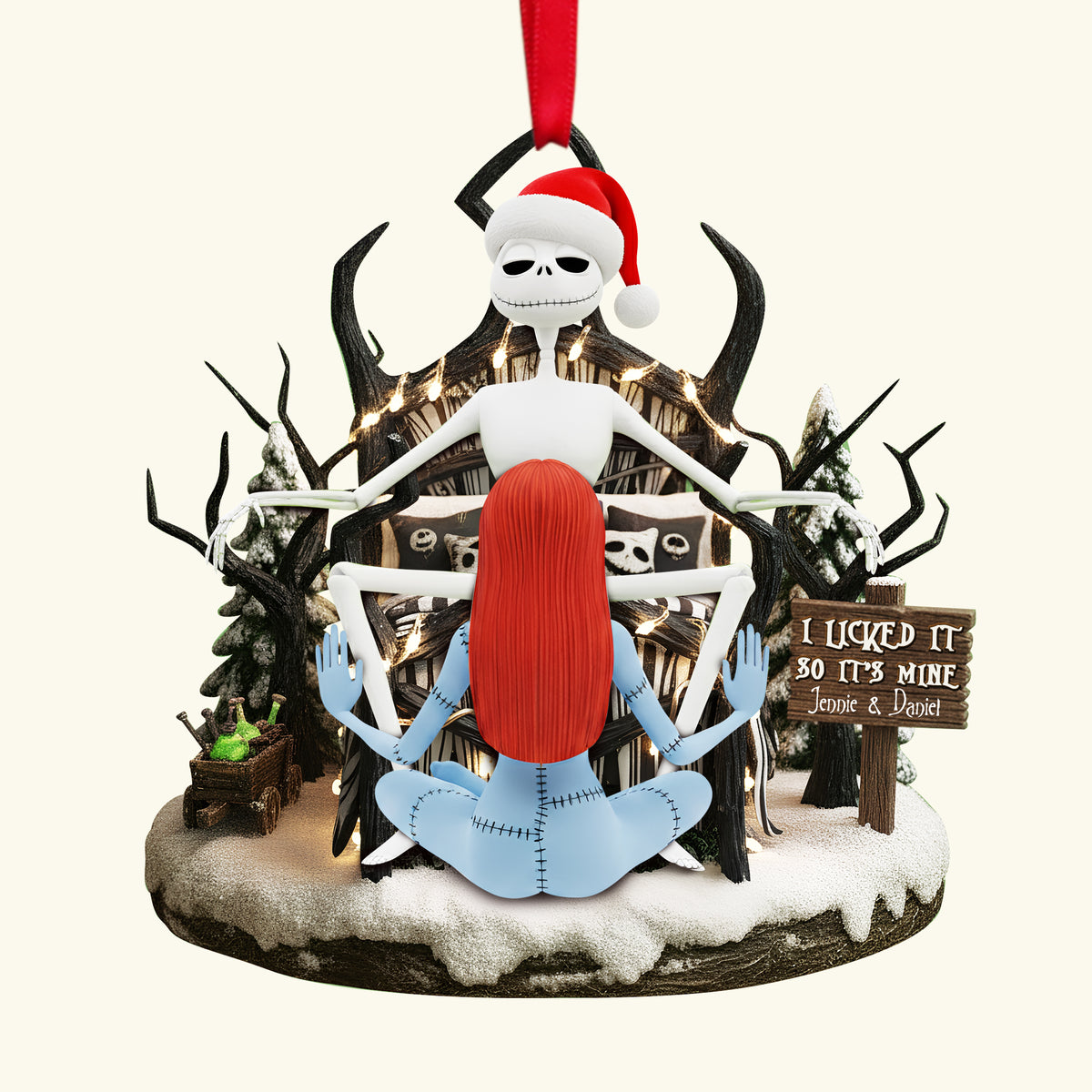 Naughty Skull Couple Ornament - Personalized Christmas Gift For Couples 02TGLU230925-Homacus