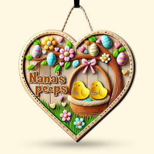 Personalized Gift For Grandmas 2 Layers Wood Sign Adorable Chick Easter Basket 03TGLU050225-Homacus