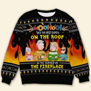 Personalized Gifts For Family Ugly Sweater, Character Fireplace 02TGLU011124HG-Homacus