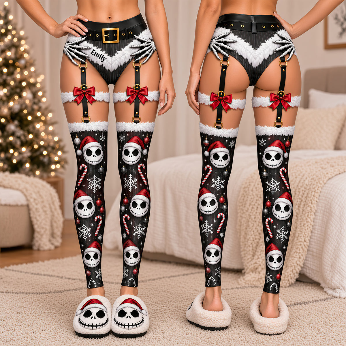 Naughty Spooky Christmas Leggings - Personalized Gifts For Her 02tydt211026-Homacus