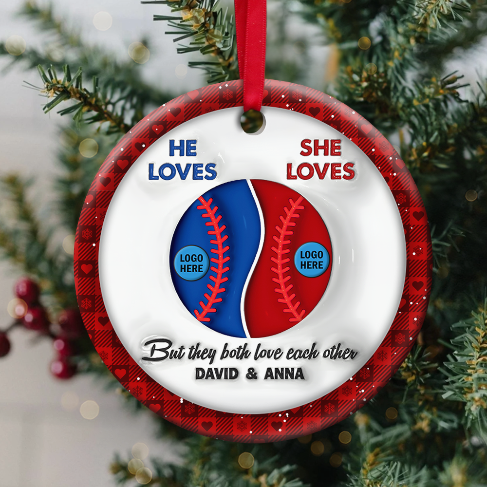 Personalized Gifts For Baseball Lovers Couple Christmas Ornament 01HUPU041024-Homacus