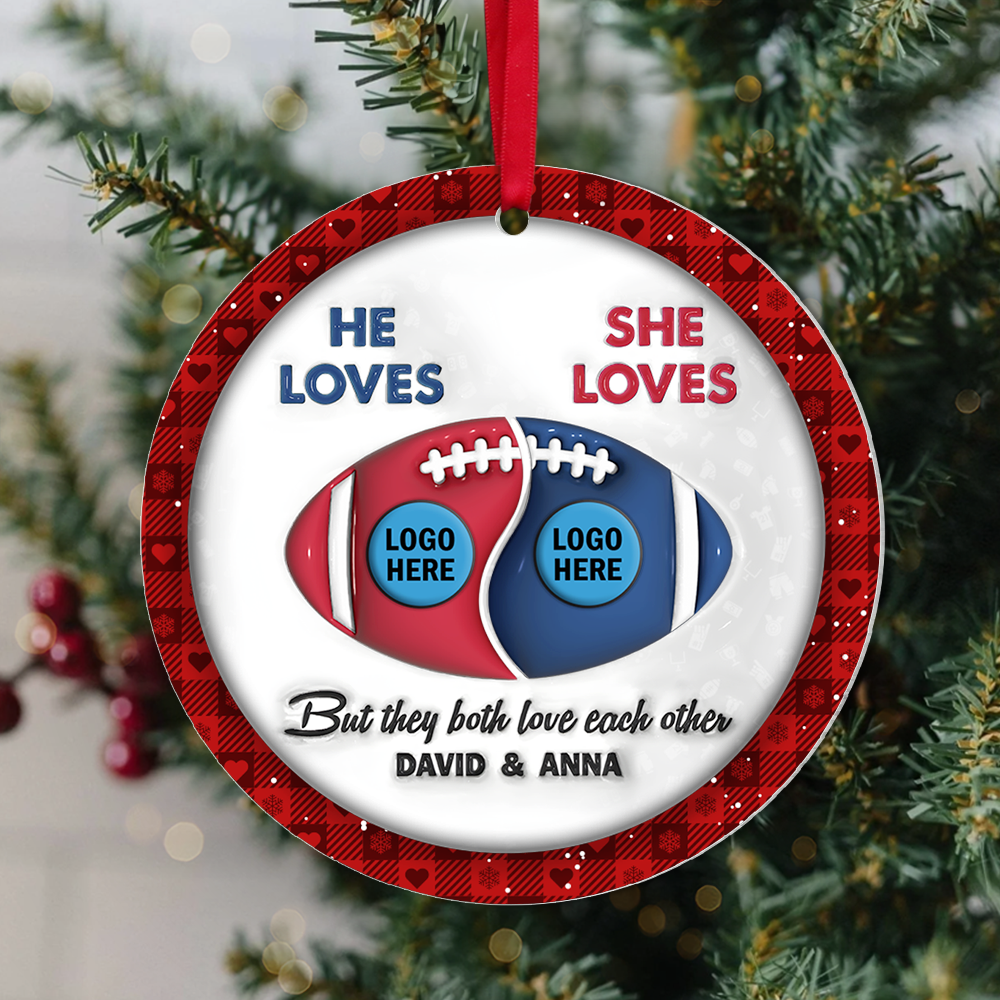 American Football Couple Acrylic Ornament With Custom Logo Team - House Divided 02hupu250924-Homacus